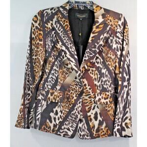 Kobi Halperin Silk Mackenzie Blazer Jacket size XS Animal Print Single Button